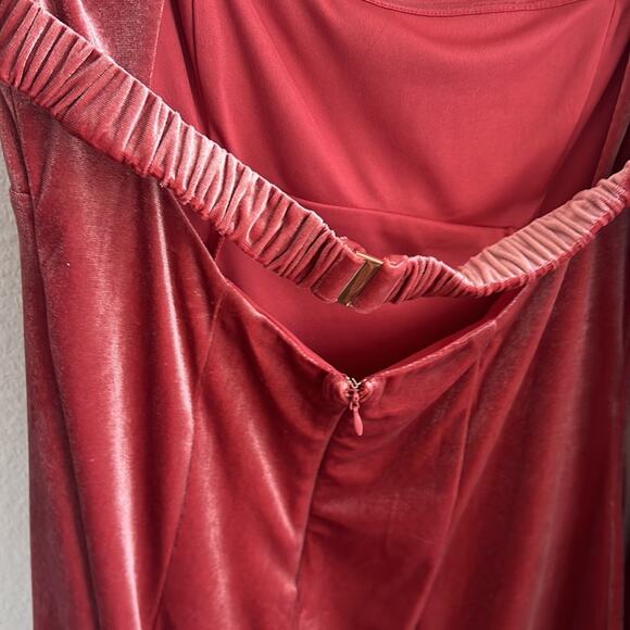 Forever 21 Long Sleeve Babydoll Pink Velour Mini Dress Squared Neckline M - Picture 6 of 6